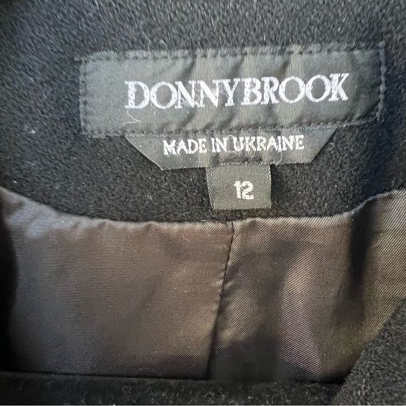 DONNYBROOK VINTAGE 100% WOOL BLACK MIDI PEACOAT TRENCH COAT SIZE 12 EUC - Picture 2 of 7